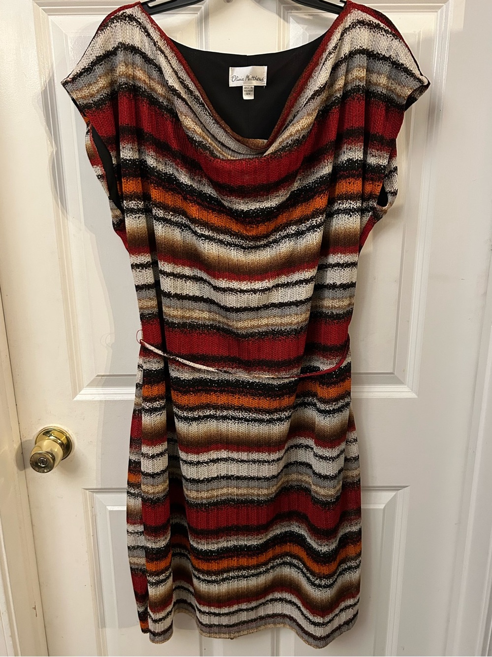 Olivia Matthews - multi-colored space-dyed striped knit dress & cowl - 18 W